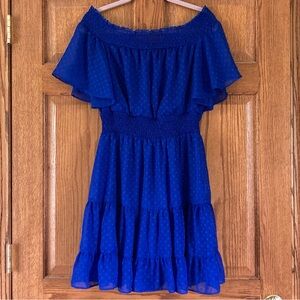 Premier Amour Cobalt Blue Swiss Dot Dress 16